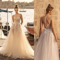 tulle civil mermaid wedding dress sweetheart lace applique boho bridal gown vestido de novia