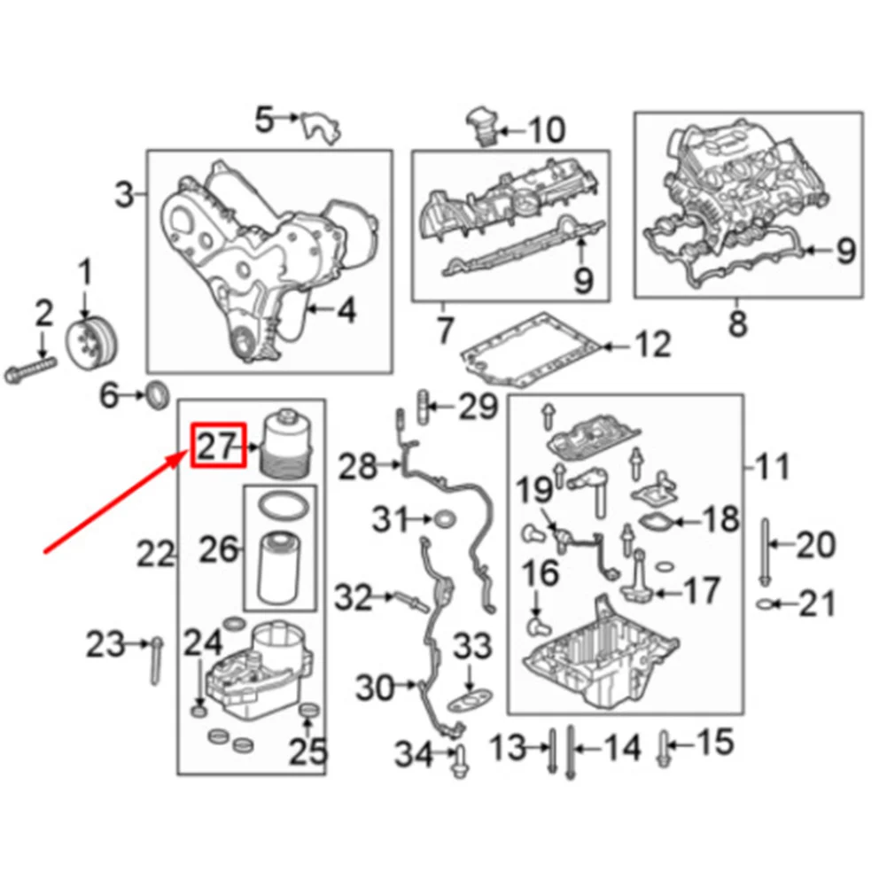 Крышка дизельного масляного фильтра автомобиля 3 0 для Land Rover Discovery L462 2017-2020 Range Sport