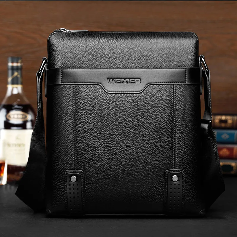 Luxury Leather Shoulder Bag For Men Business Messenger Bag Strap Handbags Male Crossbody Bag Casual Sling Bag For IPAD