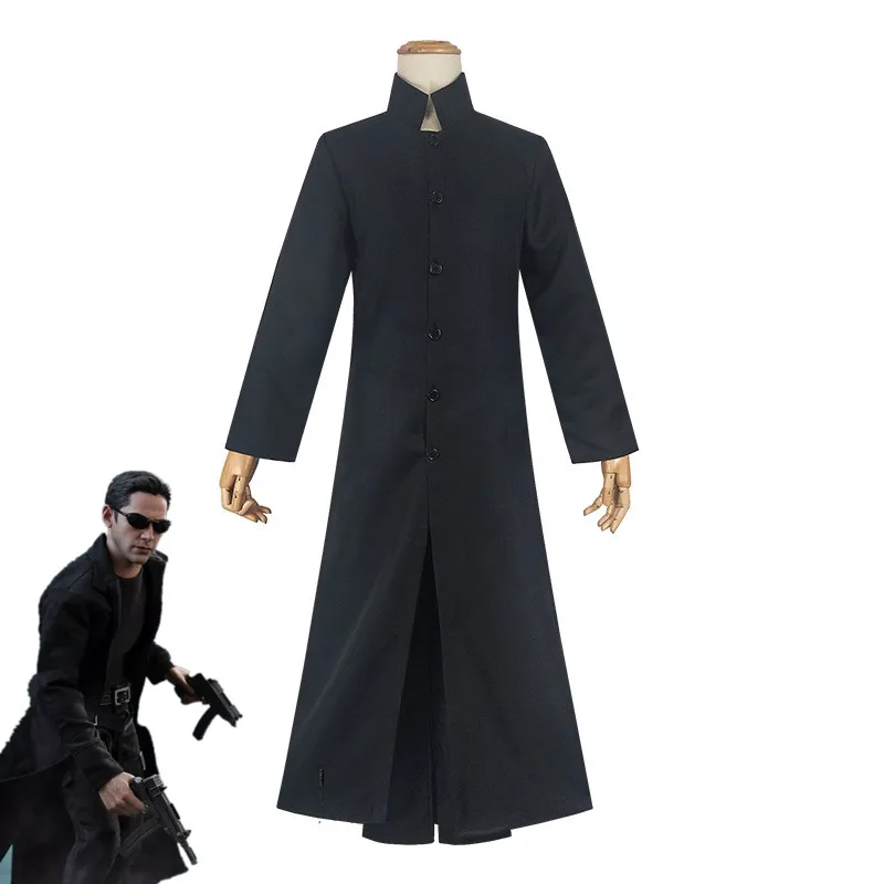 

Matrix Cosplay Customised Black Cosplay Costume Neo Trench Coat Only Coat Halloween cosplay Costume free shipping