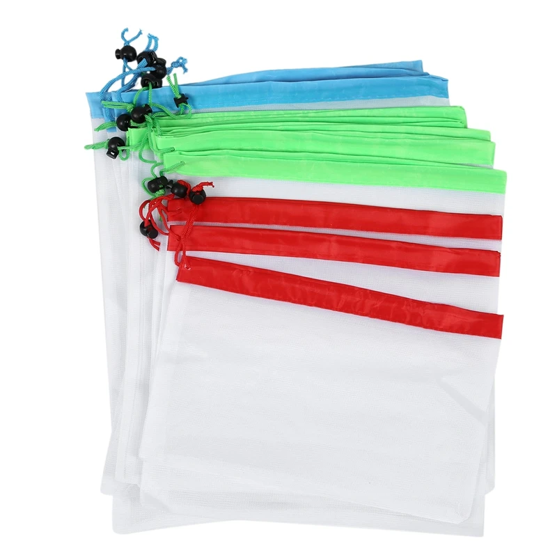 

12Pcs Reusable Mesh Produce Bags Washable Eco Friendly Bags For Grocery Shopping Storage Fruit Vegetable Toys