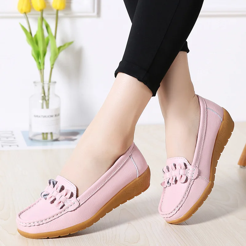 

2022 New Genuine Leather Shoes Women Flats shoes Big size 9070