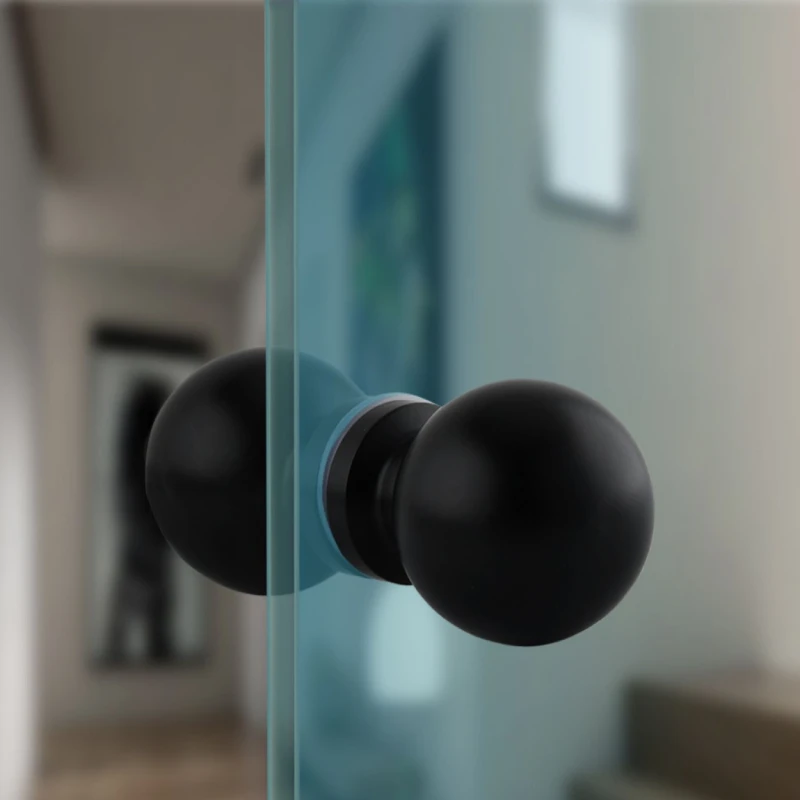 Матовая Черная Стеклянная Дверная ручка Kensharp SS304 круглая дверная для душевой