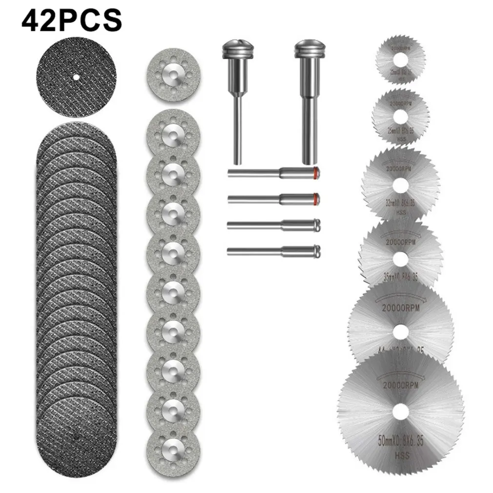 

42Pcs Rotary Tool Accessories Cutting Wheels Set Diamond Cutting Wheels Resin Cutting Off Wheels HSS Circular Saw Blades