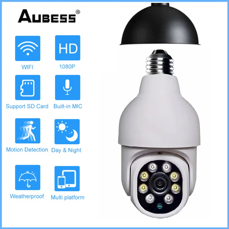 

Tuya Wifi PTZ IP Camera E27 Cartridge Outdoor Wireless 1080P HD Security Dome Camera IR Night Vision LED Full Color Camera
