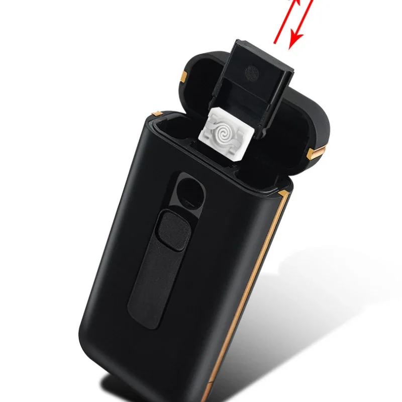 Брендовый пластиковый обычный тонкий портсигар 20 с зажигалкой USB перезаряжаемый