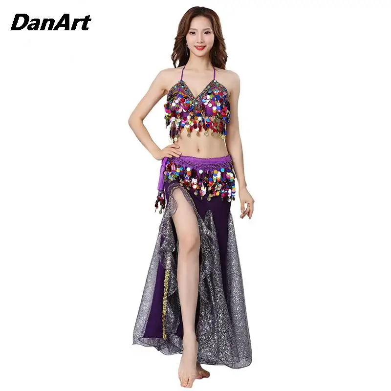 Костюм для танца живота 3 шт. сексуальный бюстгальтер с кисточками и блестками