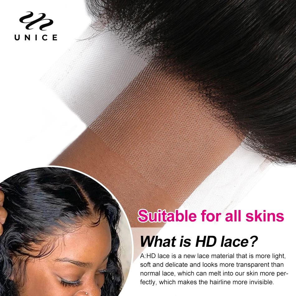 Волосы Unice Deep Parting 5x5 HD кружевное закрытие прямые перуанские Виргинские волосы