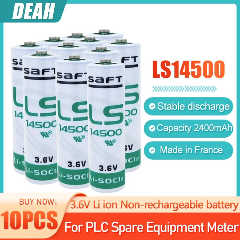 10 шт. литиевые аккумуляторы 3 6 В Saft LS14500 ER14505 14500 AA 2400 мАч | Электроника