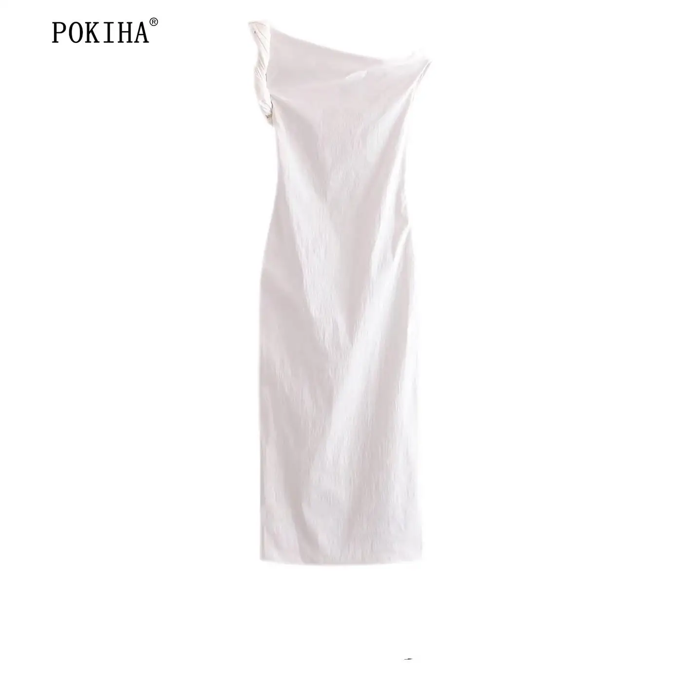 

Новинка, женское однотонное модное асимметричное платье-миди Pokiha с разрезом, женское шикарное Брендовое элегантное платье для выпускного вечера без рукавов