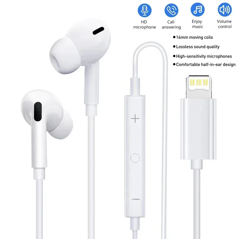 

In Ear Headphones Wired Bluetooth Earphones For Apple Lightning Wired Earphone For Iphone 8 7 Plus X XS MAX XR 11 12 13 Earbuds