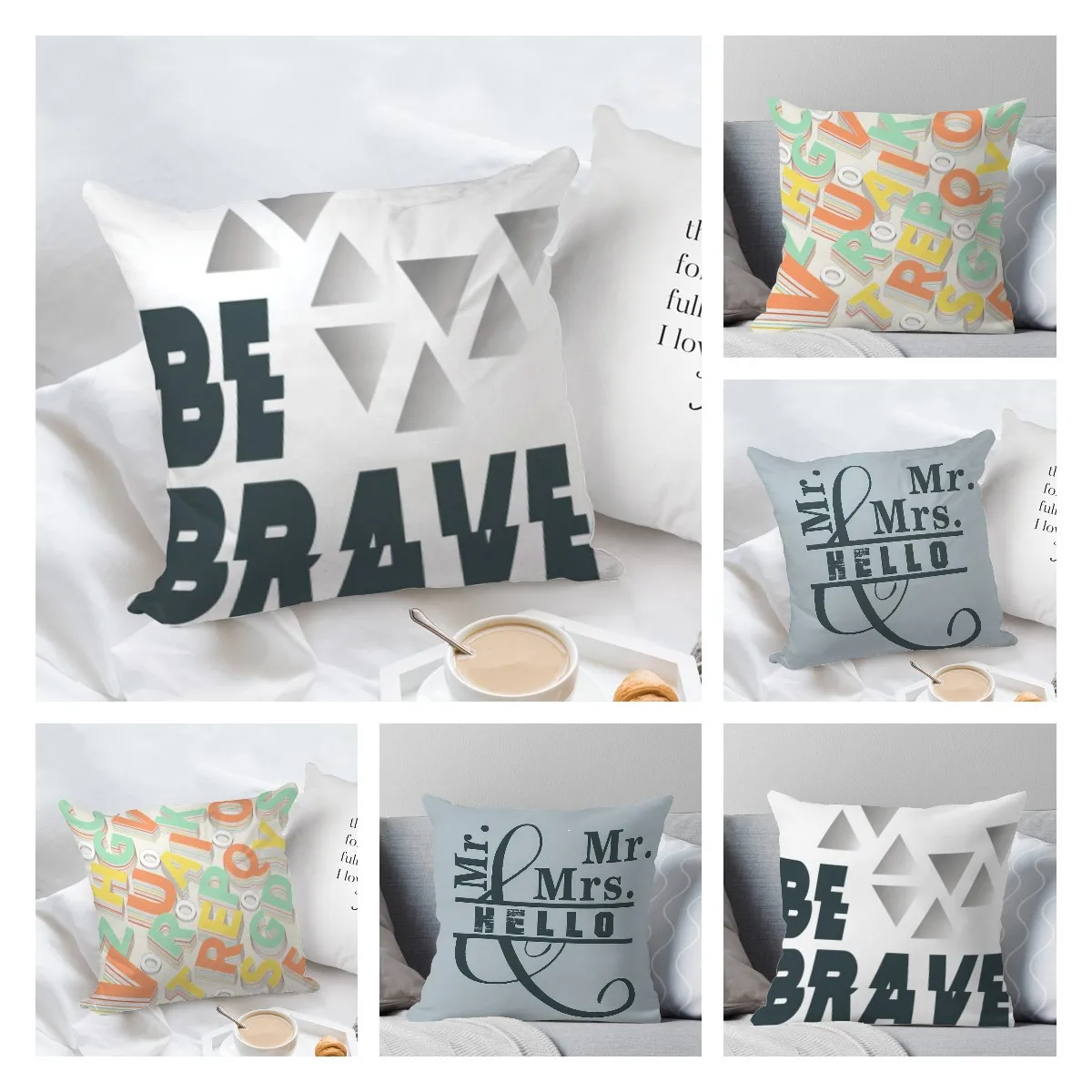 Cushion Cover Decorative Pillowcase The Letter Polyester Square Throw Pillows For Bed Couch Home Decor 45x45cm