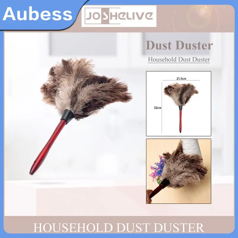 

Portable Wood Handle Brush With Wood Long Handle Ostrich Duster Electrostatic Anti-static Feather Dusters Dust Cleaning Tool