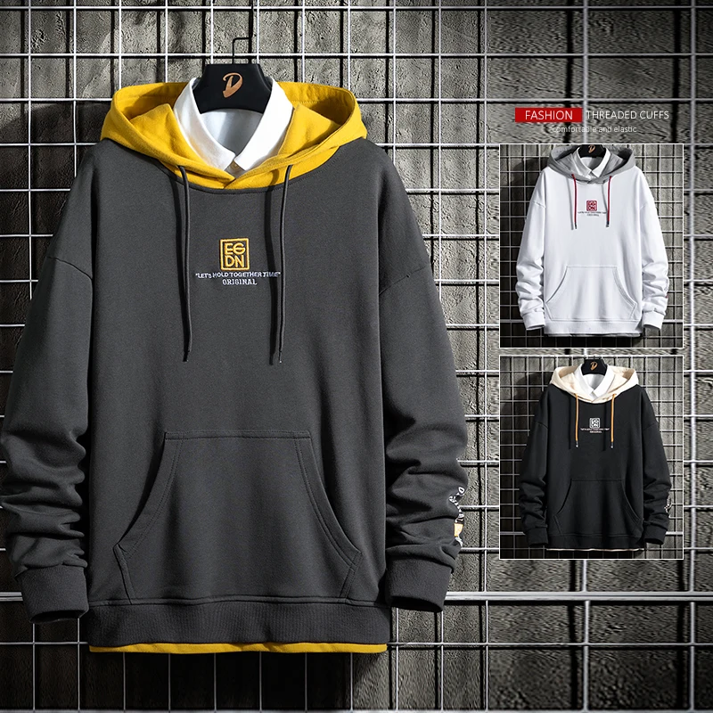 

2022 New Hoodies Men Spring Fashion Embroidery Hip Hop Baggy Hoody Casual Hooded Sweatshirts Men's Clothing Pullover Streetwear