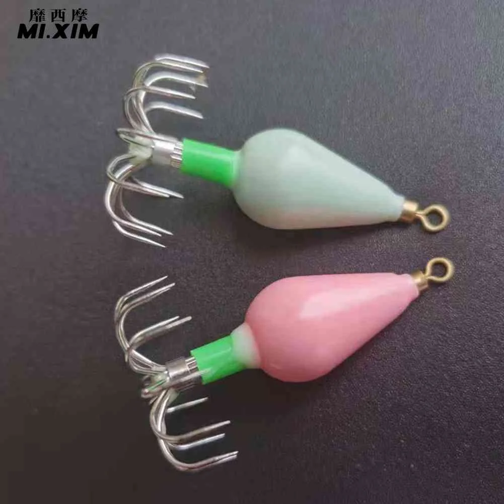 

10 шт., светящиеся крючки для ловли кальмара