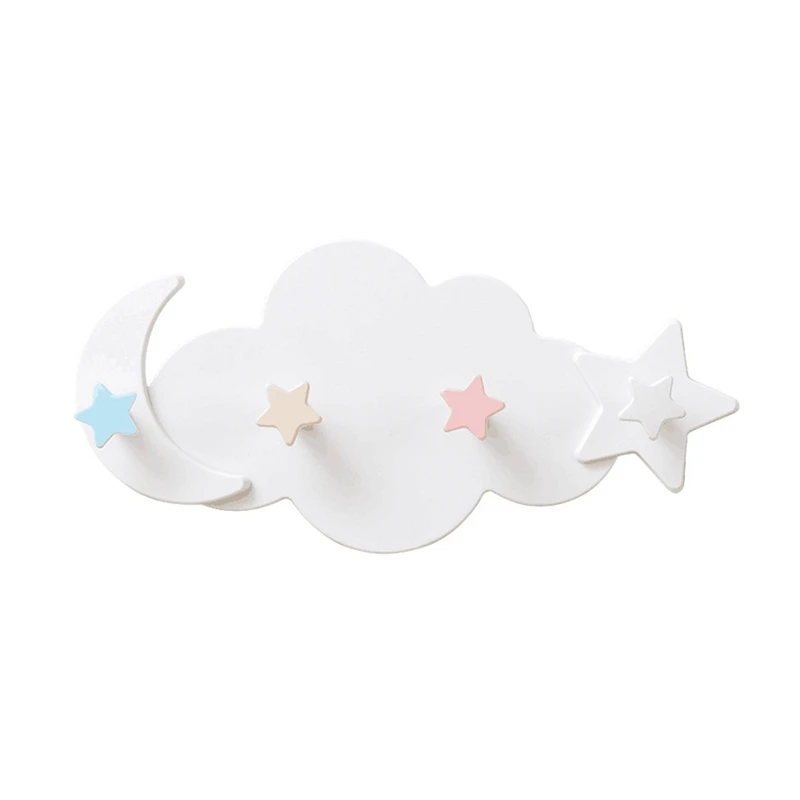 

Creative Cute Star And Moon Cloud Shape Nail-Free Wall Hanging Clothes Hook Children's Room Decoration Key Hanger