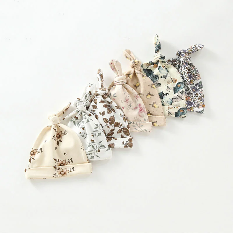 

Baby Hat Infant Caps For 0-2Y Cotton Scarf Baby Floral Print Spring Autumn Newborn Hat Baby Girls Hats Photo Props