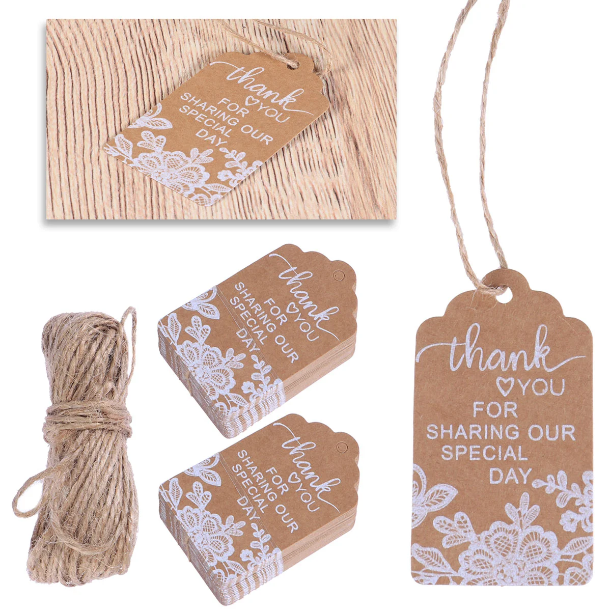 

Tags Wedding Kraft Paper Gift Vintage Thank You Party Hanging Tag Favors Brown Favor Luggage String Withmultiuse Printed