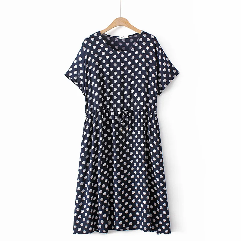 

Plus Size Dresses For Women Clothing Fashion Drawstring Waist Female Dress Casual A-LINE Print Short Sleeve Middle Aged Summer