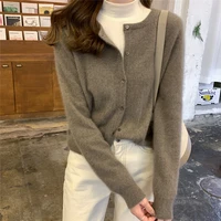 2022 new korean style cashmere cardigan women loose fall winter soft knitted o neck single breasted sweater femme