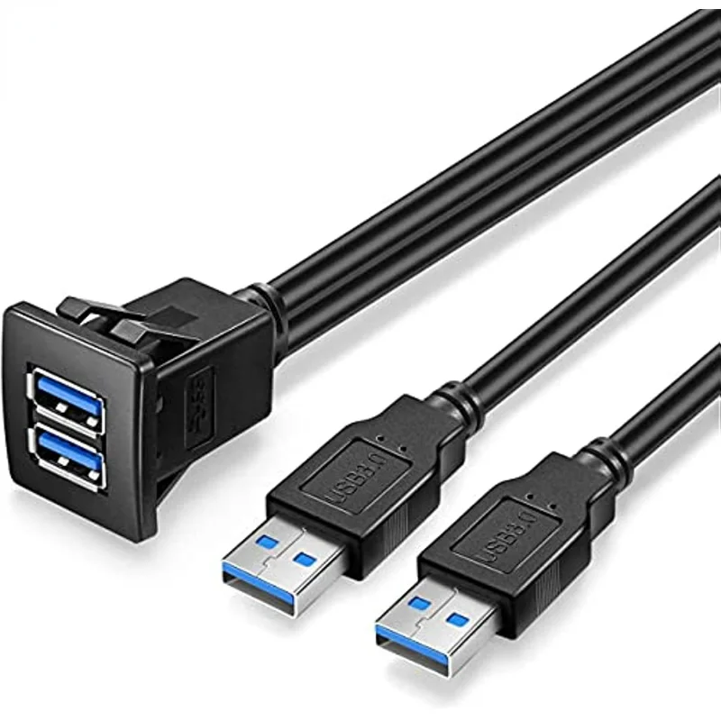

1 м, 3 фута, 2 порта, два USB 3,0/2,0, кабель-удлинитель «штырь-гнездо» с утопленным креплением, кабель для крепления на панели автомобиля