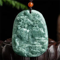 hot selling natural hand carve jade landscape necklace pendant fashion jewelry accessories men women luck gifts