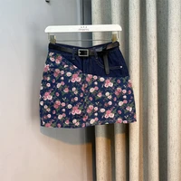 matching color denim skirt for women 2022 new summer fashionable all match a line sheath slim skirts female package hip skirt