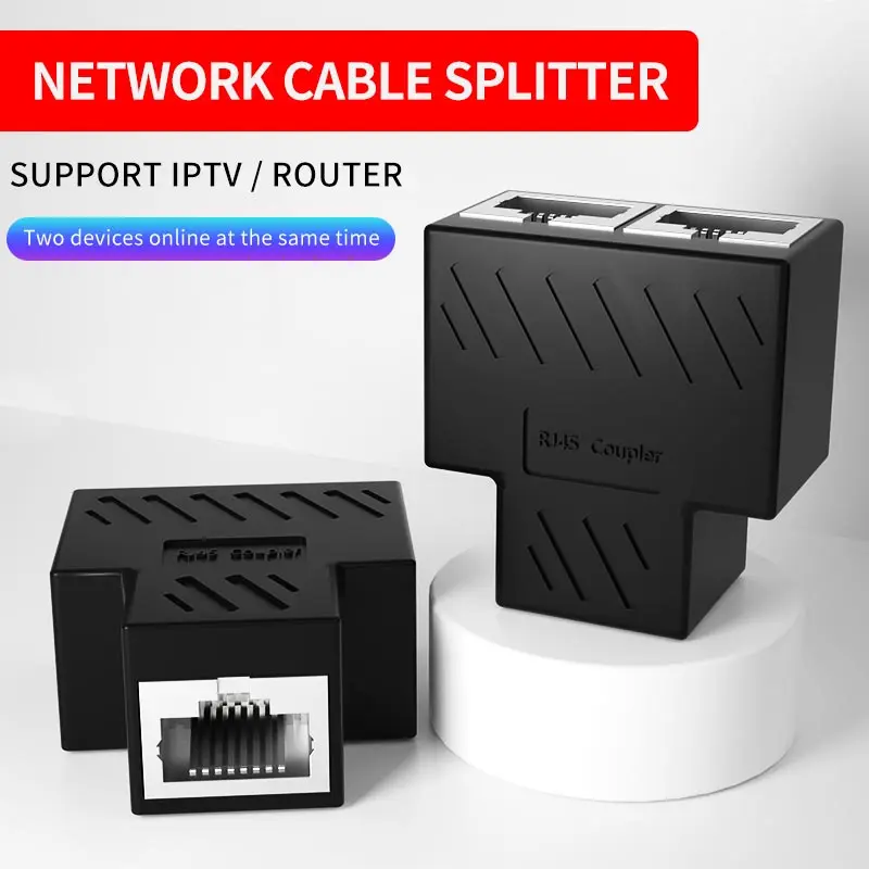 Сетевой Разветвитель RJ45 3-сторонний адаптер 1 к 2 разъем IPTV для CAT 5 5e 6 6a соединитель