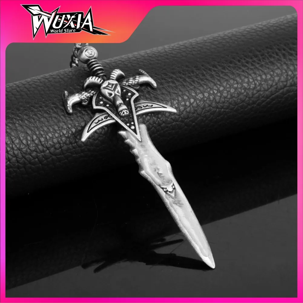 World Of Warcraft Frostmourne Luminous 11.3cm Alloy Sword Game Keychain Weapon Model Replica Toy For Kid Katana Christmas Gift