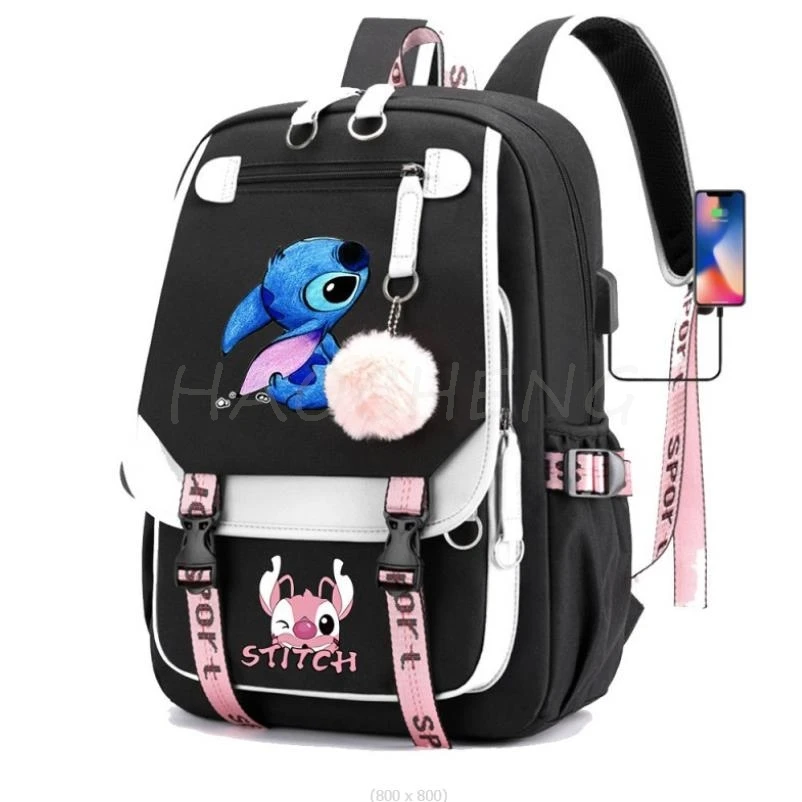 Модный рюкзак MINISO Disney Stitch для девочек Холщовый школьный ранец в стиле аниме