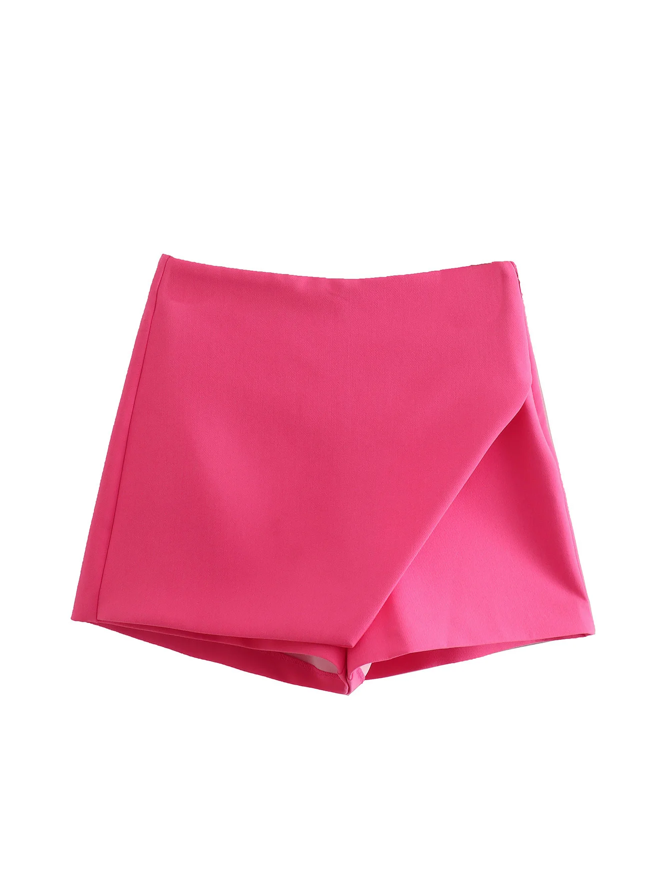 2022 Skirt Shorts Women Solid Asymmetrical Shorts Skirts High Waist Bermuda Back Pockets Side Zipper Vintage Female Skort