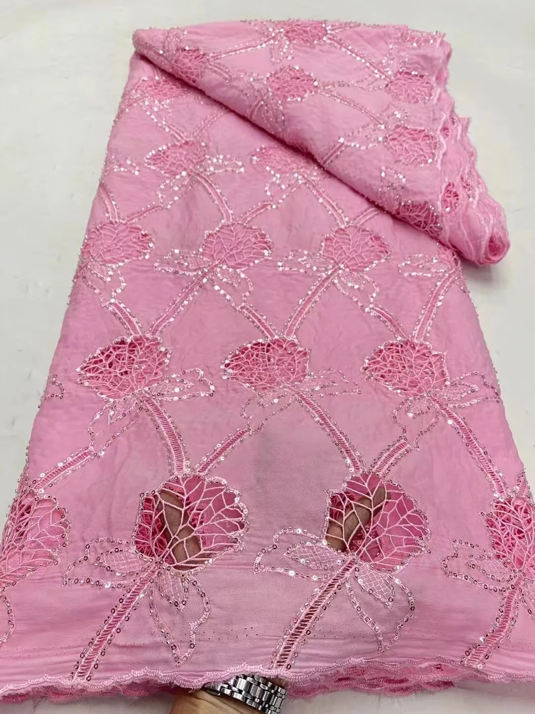 Лидер продаж африканская водорастворимая кружевная ткань 2025 высококачественная