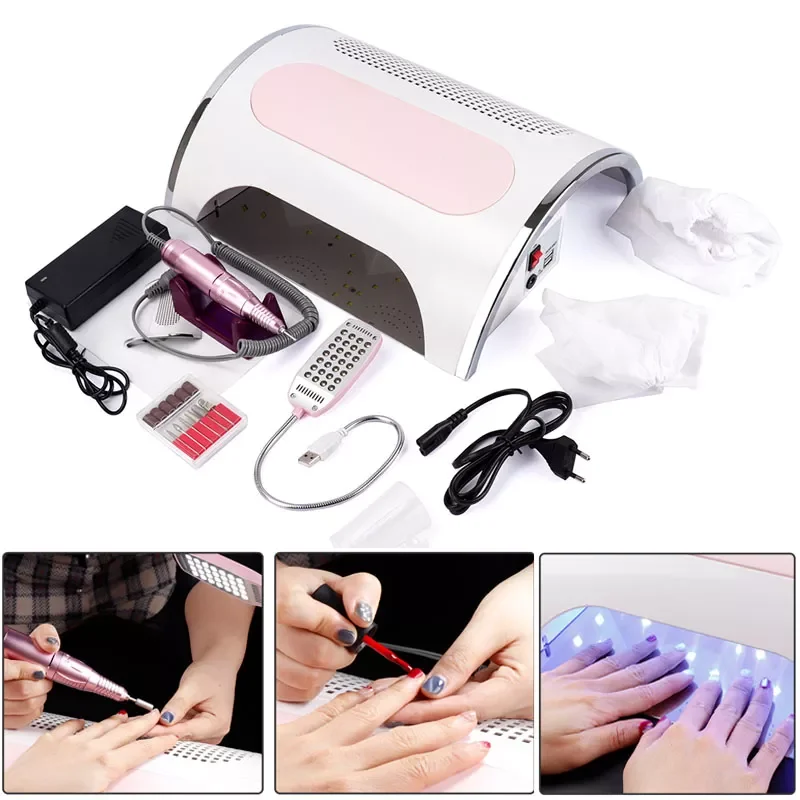 Nail LED UV Lamp Vacuum Cleaner Suction Dust Collector 25000RPM Drill Manicure Machine Remover Polisher Nail Tools