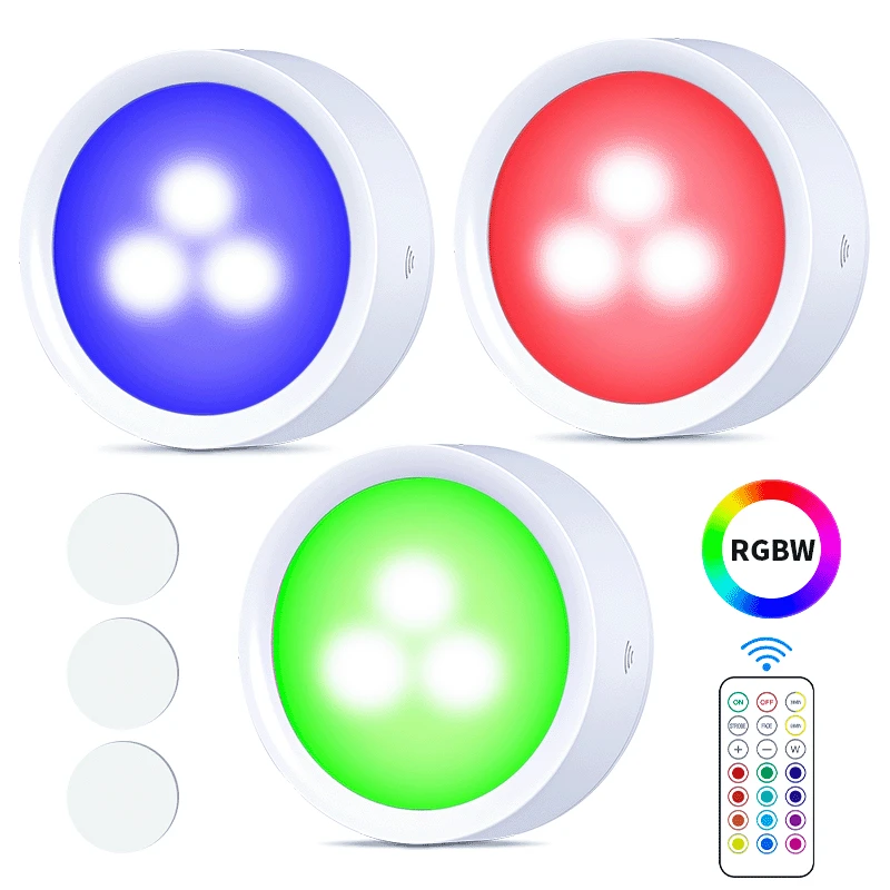 

RGBW 13 Colors Cabinet Light Wireless Led Kitchen Light Battery Powered with Remote for Indoor Home Wardrobe Kitchen Decoration