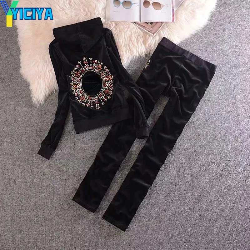 

YICIYA Pant sets Brand winter Two Piece Set velvet Women Tracksuits Suit velour Hoodies Sweatshirt And Pants Top woman 2023 new