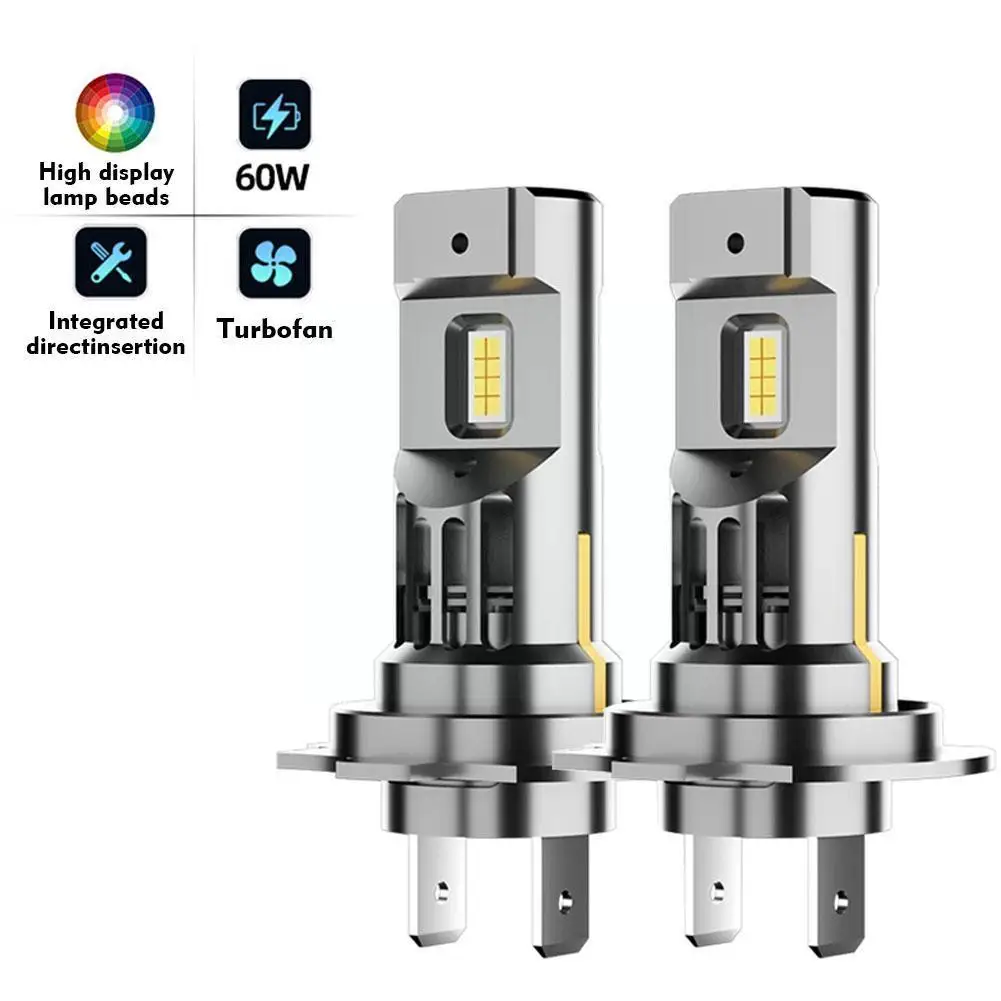 

2 шт., Автомобильные светодиодные лампы H7, 3570 лм, 60 Вт