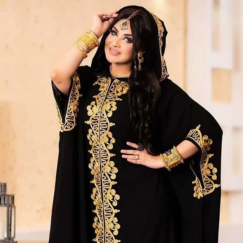 Luxury Embroidery African Maxi Dress for Women Elegant Lady Evening Party Robe Muslim Hijab Abaya Set Moroccan Kaftan Clothing