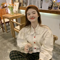 anbenser women blouse jk doll collar lolita solid simple spring korean style chic casual blouses elegant streetwear all match