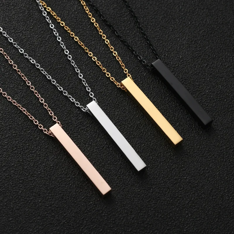 

Hot Sale New 2022 Long Name Necklace Geometric Rectangle Pendant for Women Men Jewelry Gifts