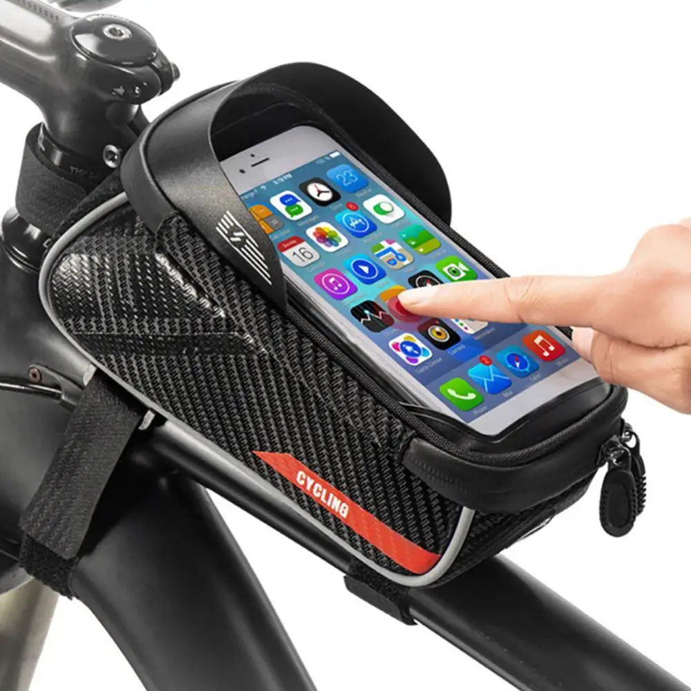 

Bicycle Cycling Handlebar Bag Frame Front Top Tube Bag PU Material Waterproof Touch Screen Protector MTB Moutain Road Bike Bag