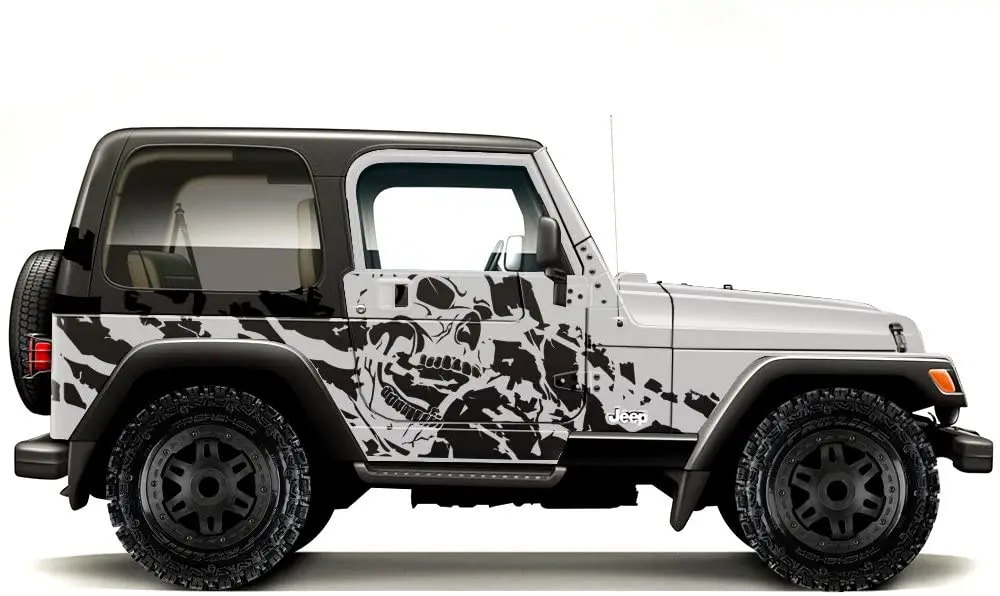 

Factory Crafts Nightmare Side Graphics Kit 3M Vinyl Decal Wrap Compatible with Jeep Wrangler 1999-2006 - Matte Black