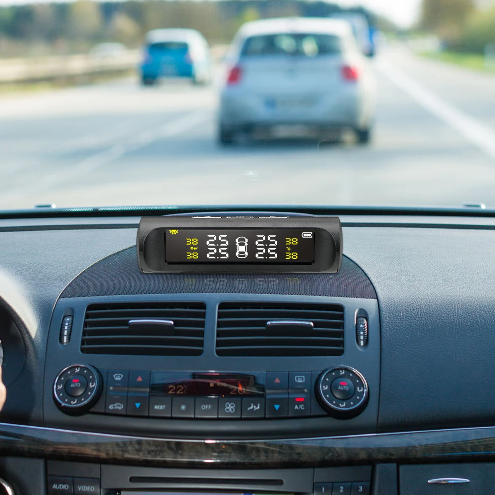 

Tyre Pressure Car TPMS Tyre Pressure Monitoring System Solar Power Auto Security Alarm Systems Digital LCD Display