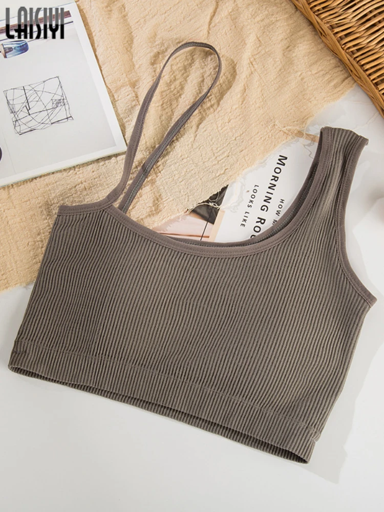 

LAISIYI Tube Top Women One Shoulder Camisole Solid Color Summer New Fashion Sleeveless Irregular Crop Top Streetwear Y2k Clothes