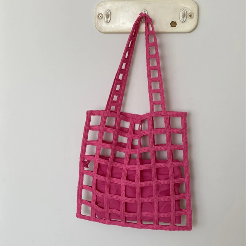 

Плетеная женская сумка на плечо, модный дизайнерский вязаный саквояж на плечо, дорожный Повседневный тоут с сумочкой