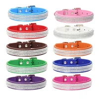 fashion shiny jewel pu leather pet dog and cat collar leash custom softly padded waterproof classic necklace chain wholesale new