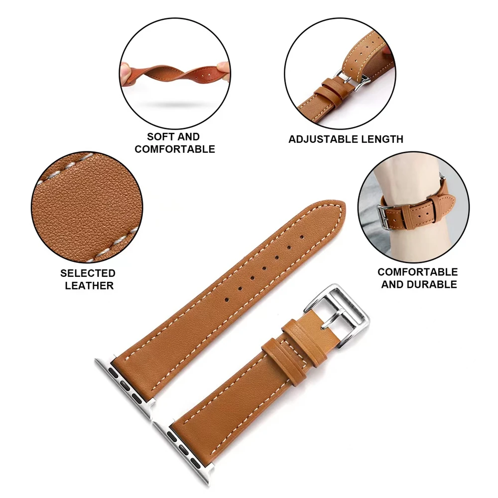 Leather strap for Apple watch band 44mm 49mm 45mm 41mm 38mm 42mm 40mm business leather bracelet iWatch series Ultra 8 7 6 se 5 3