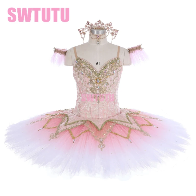 

Балетная пачка розового цвета для девочек, профессиональные Балетные костюмы BT4191