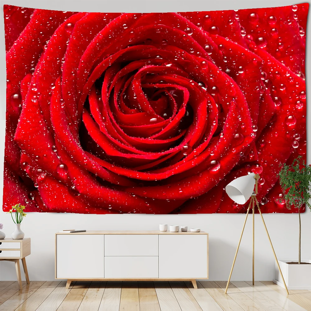 

Rose Flowers Pattern Tapestry Wall Hanging Psychedelic Hippie Mandala Bohemian Girls Dormitory Home Decor Floral Tapestry