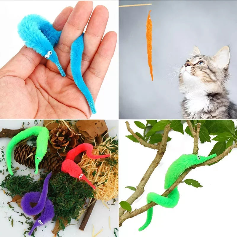12/24pcs Fuzzy Worm Magic Toys Children Kids Carnival Party Favors with Invisible String Christmas Halloween Wizard Tricks Toy images - 6