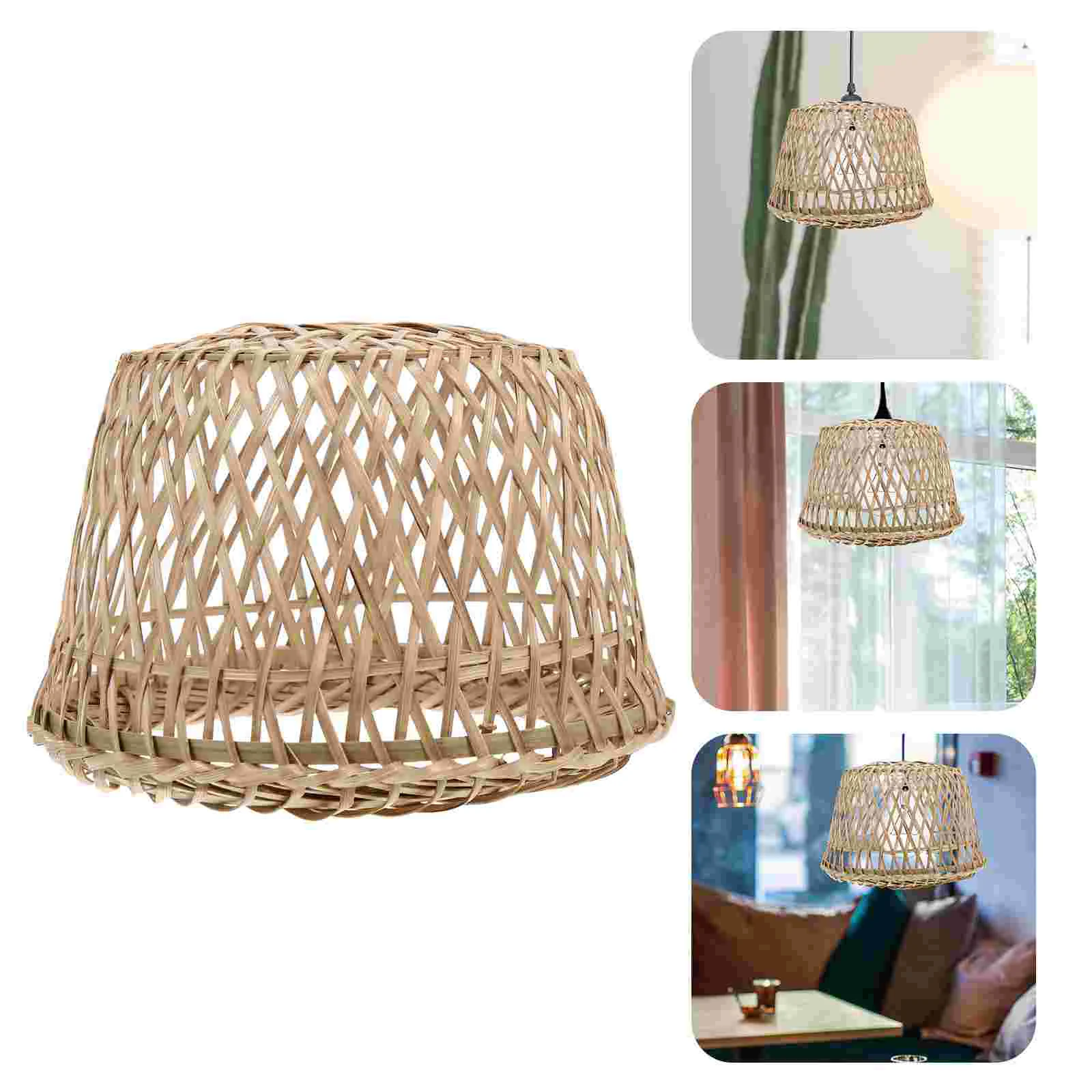 Lamp Shade Lampshade Light Pendant Woven Shades Cover Chandelier Rattan Ceiling Cage Wicker Floor Table Replacement Wall Rustic